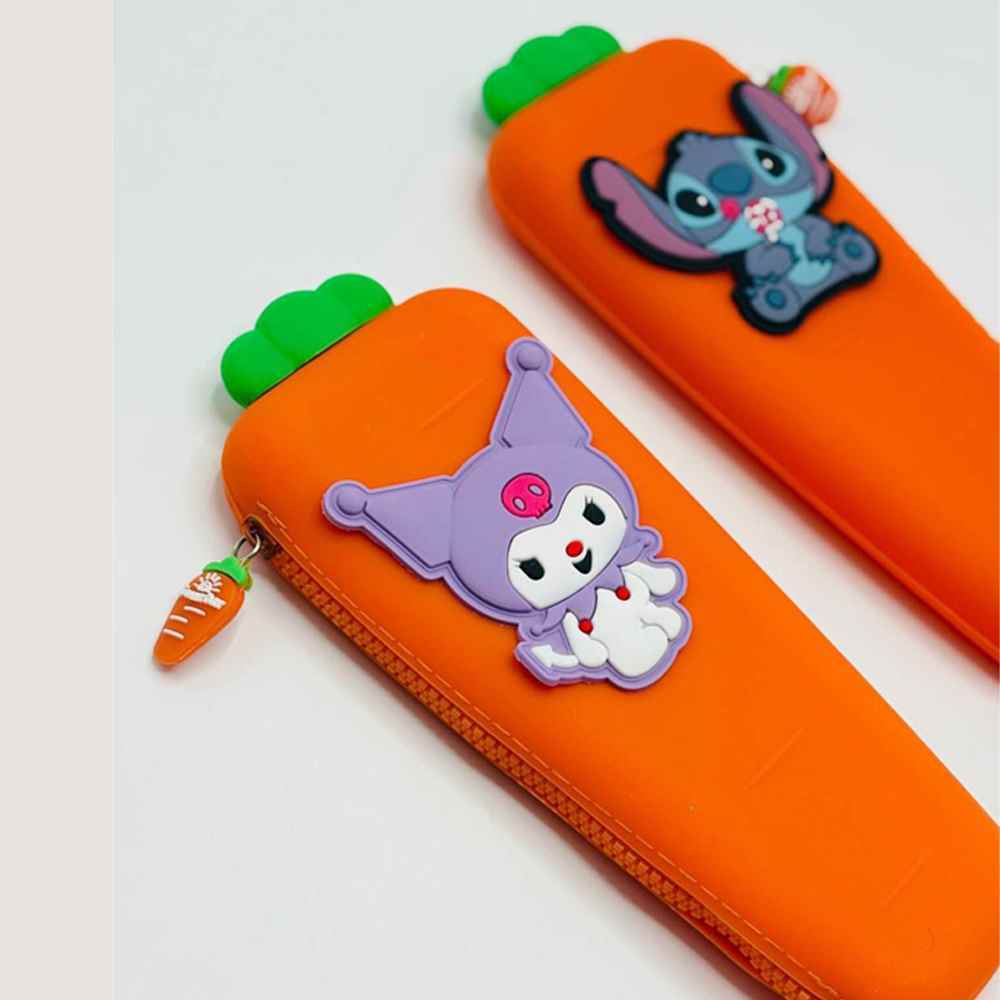 جامدادی تک زیپ سیلیکونی  هویج SUNNY DAY طرح لبوبو و کرومی کد1001